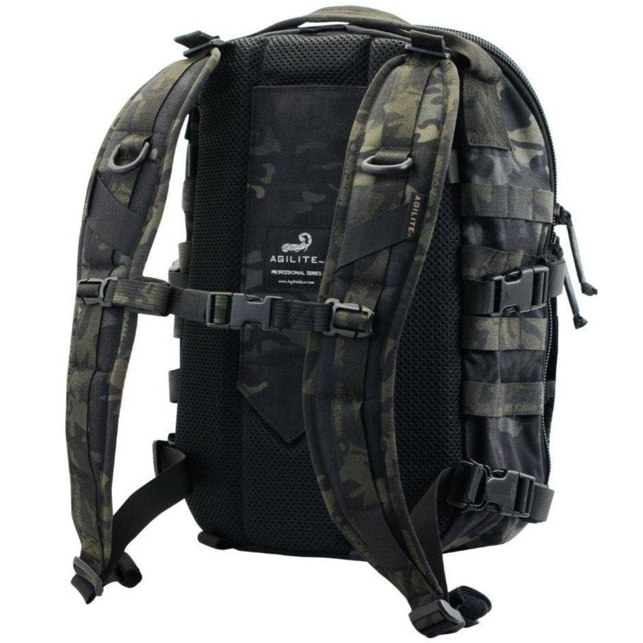 AMAP III Assault Pack in dark camouflage nylon with padded mesh back, adjustable shoulder straps and side compression straps